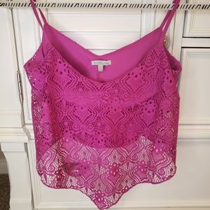 Charlotte Russe fuschia lace crop top